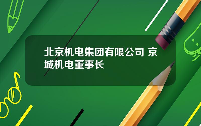 北京机电集团有限公司 京城机电董事长